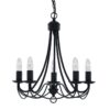 Zanzibar Iron Chandelier, 5 Arm, Black