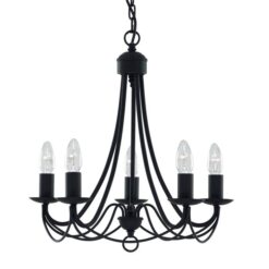 Zanzibar Iron Chandelier, 5 Arm, Black