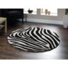 Zebra Delux Round Rug in Black - 150x150cm