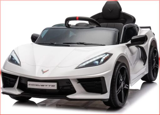 12V Licensed V8 Corvette Battery Powered Sports Kids Ride On Car - White