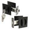2x Contemporary Entry Square Pocket Door Hardware with Key