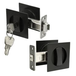 2x Contemporary Entry Square Pocket Door Hardware with Key
