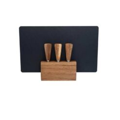 4pc Euroline Slate Wooden 30cm Cheese Board w/ Plane Knife / Fork - Brown