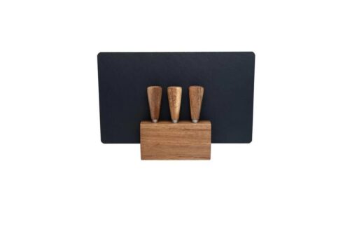 4pc Euroline Slate Wooden 30cm Cheese Board w/ Plane Knife / Fork - Brown
