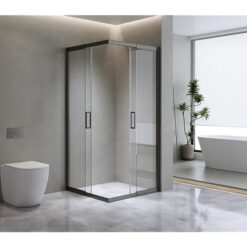 Adjustable 900x900mm Double Sliding Door Glass Shower Screen in Black