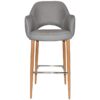 Albury Commercial Grade Gravity Fabric Bar Stool with Arm, Metal Leg, Steel / Light Oak Albury Commercial Grade Gravity Fabric Bar Stool with Arm, Metal Leg, Steel / Light Oak