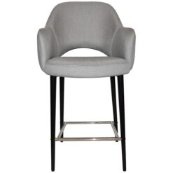 Albury Commercial Grade Gravity Fabric Counter Stool with Arm, Metal Leg, Steel / Black