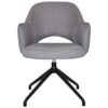 Albury Commercial Grade Gravity Fabric Swivel Dining Armchair, V2 Trestle Leg, Steel / Black