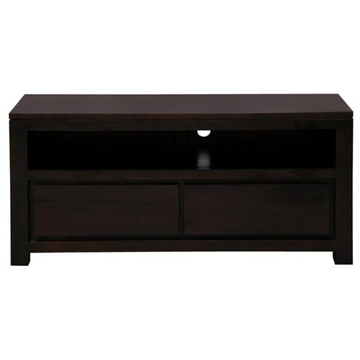 Amsterdam Mahogany Timber 2 Drawer TV Unit, 120cm, Chocolate