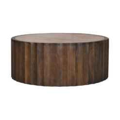 Arlena Travertine Top Mango Wood Round Coffee Table, 89cm