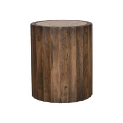 Arlena Travertine Top Mango Wood Round Side Table