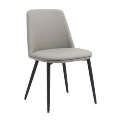 Asloar PU Leather & Metal Dining Chair, Light Grey