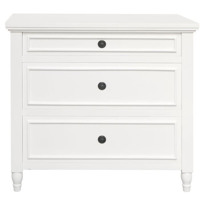 Beau Mahogany Timber 3 Drawer Dresser, White Beau Mahogany Timber 3 Drawer Dresser, White