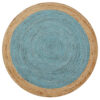 Border No.1147 Handwoven Jute Round Rug, 120cm, Teal