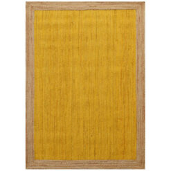 Border No.1147 Handwoven Jute Rug, 280x190cm, Ochre