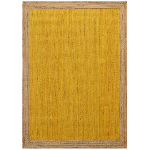 Border No.1147 Handwoven Jute Rug, 280x190cm, Ochre