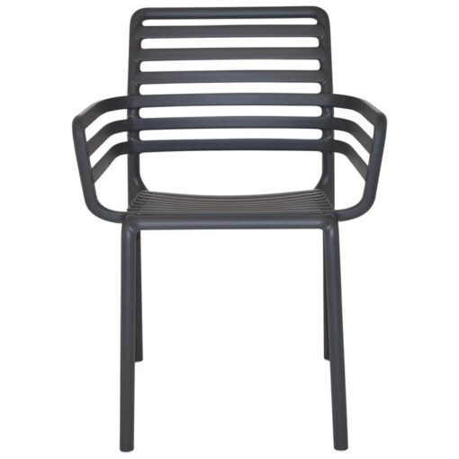Doga Italian Made Commercial Grade Stackable Indoor / Outdoor Carver Dining Chair, Anthracite