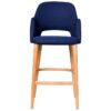 Durafurn Sorbet Commercial Grade Fabric Bar Stool, Timber Leg, Navy / Trojan Oak