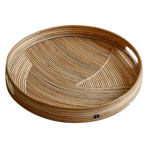 Elements Wave Rattan Round Drinks Tray