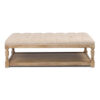 Florynce Tufted Linen & Oak Timber Rectangular Ottoman, 140cm, Beige / Natural