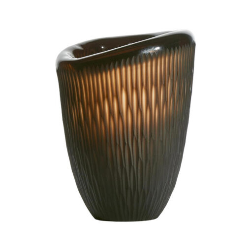 Fossil Hand Blown Glass Organic Vase, Tall, Brown
