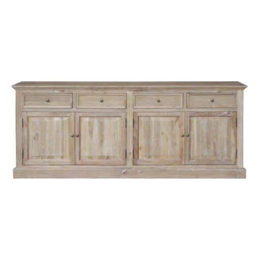 Hayden Oak Timber 4 Door 4 Drawer Sideboard, 200cm, Lime Washed Oak