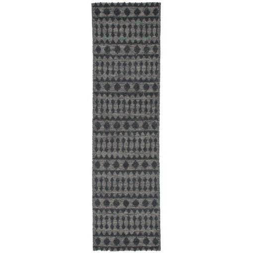 Himalaya No.900 Handwoven Tribal Wool Runner Rug, 300x80cm, Grey