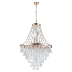 Isell Metal & Crystal Glass Droplet Pendant Light