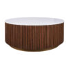 Mason Marble & Oak Round Coffee Table, 90cm, Walnut