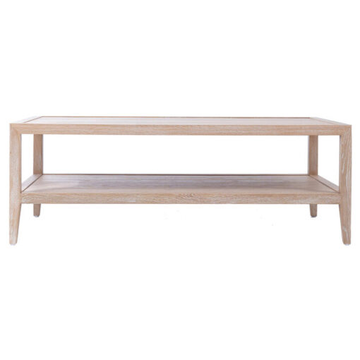 Mauvoisin Oak Timber Coffee Table, 127cm, Lime Washed Oak