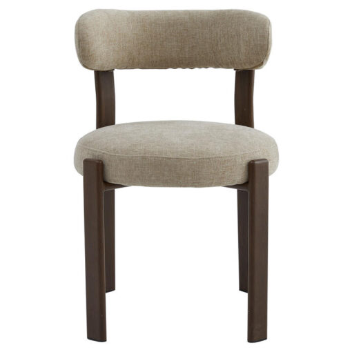 Myric Chenille Fabric & Metal Dining Chair, Beige / Walnut