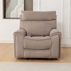 Myrith Velour Fabric Electric Recliner Armchair, Latte