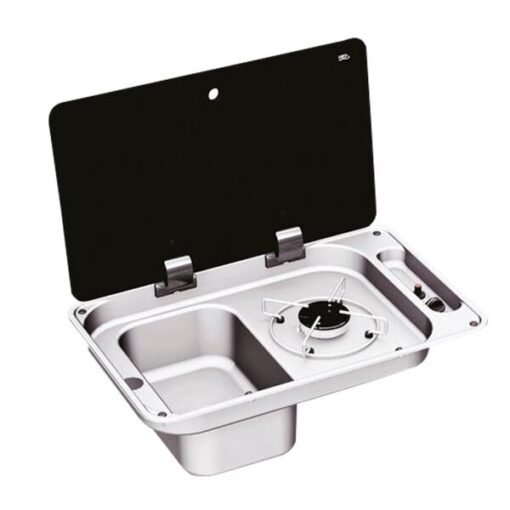 NCE CAN 1 Burner Rectangular Hob Unit with Left Hand Sink and Piezo Ignition