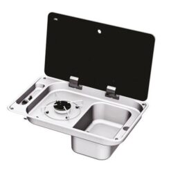 NCE CAN 1 Burner Rectangular Hob Unit with Right Hand Sink and Manual Ignition