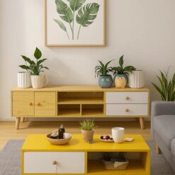NNECN Modern Living Room TV Stand Table Set