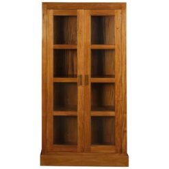 Paris Mahogany Timber Display Cabinet, Light Pecan