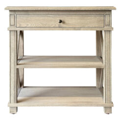 Phyllis Oak Timber Console Table with Shelf, 76cm, Weathered Oak
