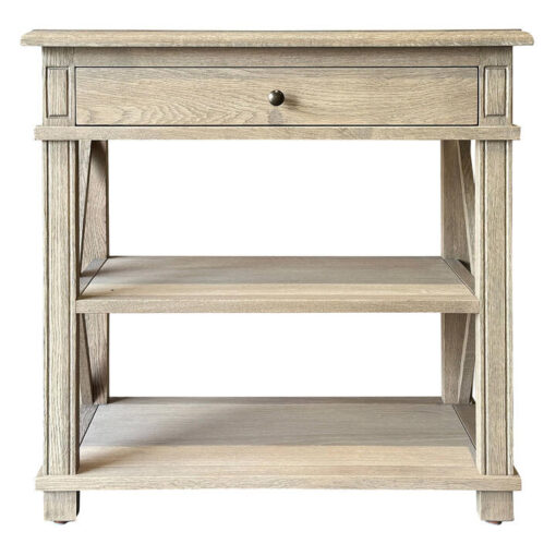 Phyllis Oak Timber Console Table with Shelf, 76cm, Weathered Oak