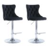 SERENITà Black Velvet Bar Stools Adjustable Swivel Counter Height Chairs with Tufted Back and Nailhead Trim for Kitchen Island Pub Restaurant (2Pcs, C