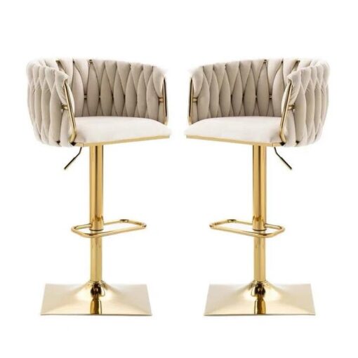 SERENITà Modern Velvet Breakfast Bar Stools Swivel Barstools Adjustable Counter Stools with Backrest Set of 2 iVORY