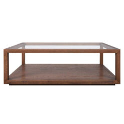Sadie Glass & Oak Coffee Table, 120cm, Walnut