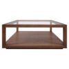 Sadie Glass & Oak Square Coffee Table, 90cm, Walnut