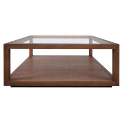 Sadie Glass & Oak Square Coffee Table, 90cm, Walnut
