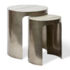 Sena Marble Topped Steel 2 Piece Round Nested Table Set, Pewter