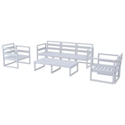 Siesta Mykonos 4 Piece Outdoor Lounge Set, 3+1+1 Seater, Silver Grey