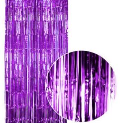 Tinsel Curtain Foil Metallic Fringe Backdrop Party Door Decorations - (200cm x 100cm) - Purple