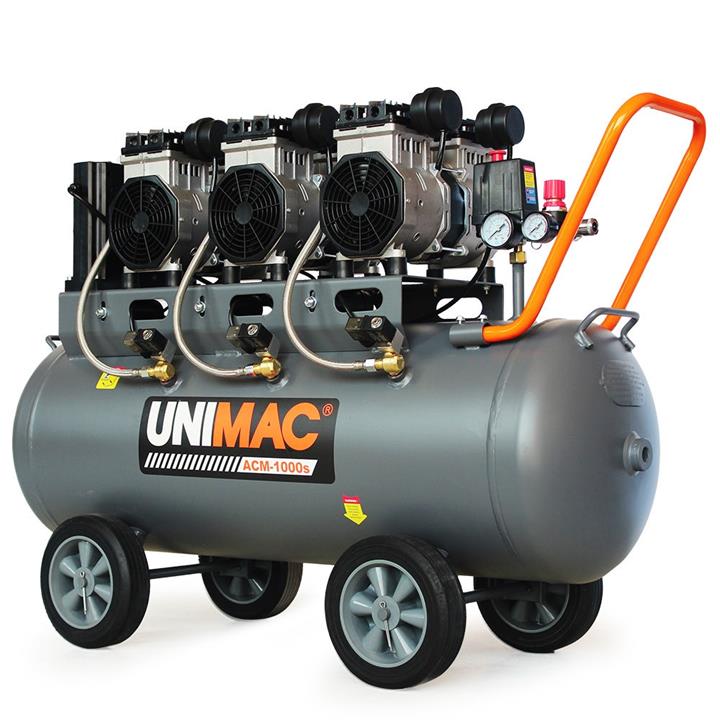 UNIMAC 100L 4.5HP Silent Oil-Free Air Compressor, with Twin Nitto Outlets, 15A Plug UNIMAC 100L 4.5HP Silent Oil-Free Air Compressor, with Twin Nitto Outlets, 15A Plug