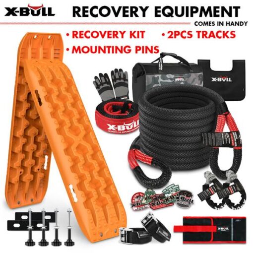 X-BULL Heavy Duty Winch Recovery Kit with Orange Gen 3.0 Tracks and Mounting Pins