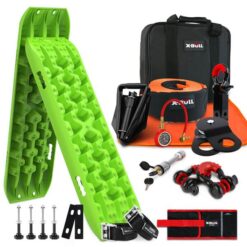 X-BULL Winch Recovery Kit with Green Gen 3.0 Tracks and Mounting Pins