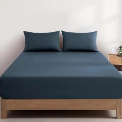 100% Vintage Washed Cotton Fitted Sheet Combo Set - 100% Natural Cotton, Ultra Soft & Breathable - Includes Fitted Sheet & Pillowcases - Machine Washa